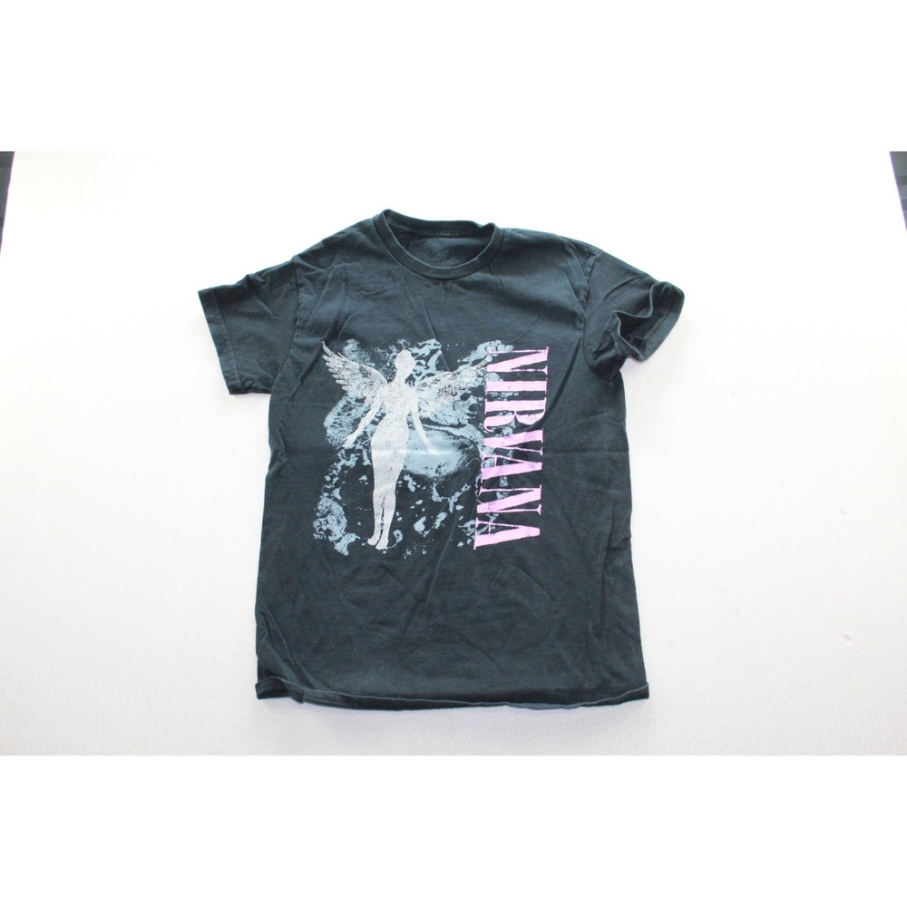 NIrvana Men BLack Shirt Short Sleeve Crew Neck Casual Size Small